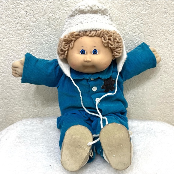 Cabbage Patch Kids Other - Vintage 80’s Cabbage Patch Kid Little Baby Boy Doll Blond Blue Eyes One Tooth